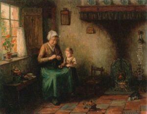 Mother And Child by Hendricus Anthonius Dievenbach