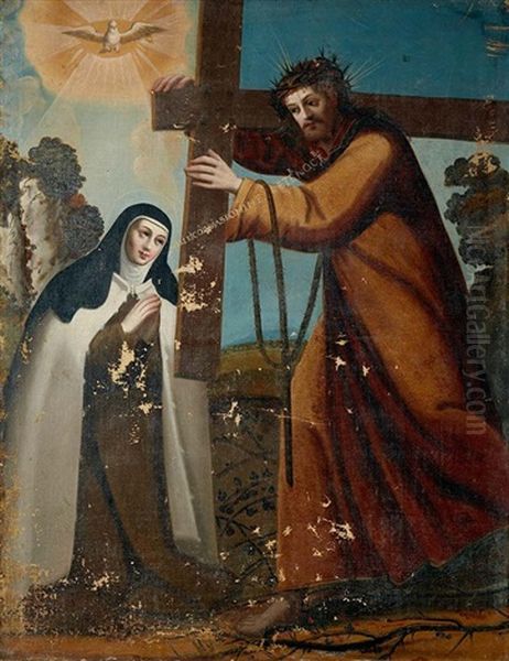 Santa Teresa Y Cristo Con La Cruz A Cuestas - view 1