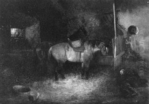 Schlafender Chevalier Bei Seinem Pferd by Wilhelm Von Diez