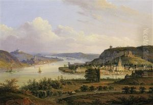 Die Nahemundung Bei Bingen Mit Blick In Das Rheingau by Jakob Diezler