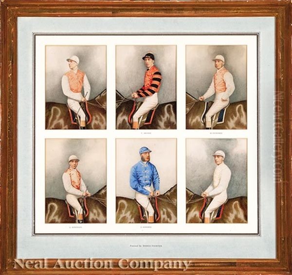 Six Portraits Of Jockeys, Including J. Osborne, Fred Archer, G. Fordham, R. Marsh And E. Martin - view 1