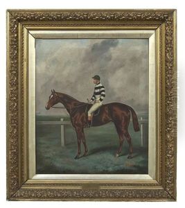 The Rejected With The Jockey Mr. G. Abington Baird, A Portrait Of Horse And Jockey In A Racecourse Setting by Joshua Dighton