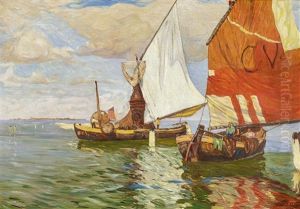 Fischer In Der Lagune Vor Venedig by Ludwig Dill