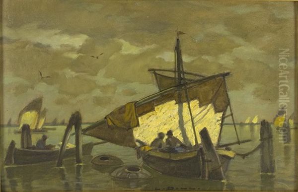 Fischerboot Venedig. Blick In Die Lagune Von Venedig Mit Booten - view 1