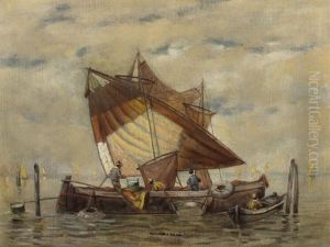 Fischerboote Vor Venedig by Ludwig Dill