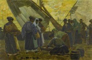 Fischhandel Am Strand Von Chioggia
