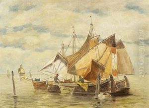 Segelboote Auf Dem Meer by Ludwig Dill