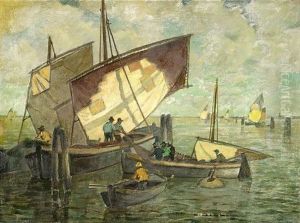 Venezianische Fischerboote Vor Chioggia