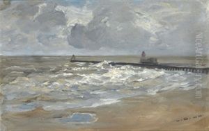 Flut Bei Ostende by Ludwig Dill