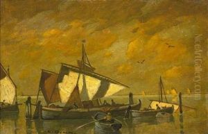 Abendgluth In Der Lagune by Ludwig Dill