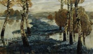 Uberschwemmte Salbeifelder In Der Poebene by Ludwig Dill