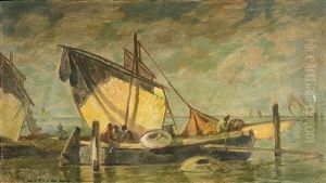 Fischerboote Wahrend Einer Flaute