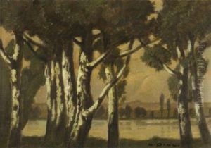 Birken Am See Im Abendlicht by Ludwig Dill