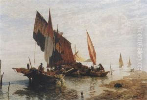 Kustenlandschaft Mit Fischerbooten by Ludwig Dill