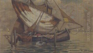 Fischerboot Beim Auslegen Des Netzes Fischerboot Beim Auslegen Des Netzes
