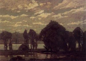 Wasserlandschaft Bei Dachau Im Abendlicht by Ludwig Dill