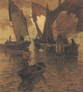 Spater Abend In Der Lagune by Ludwig Dill