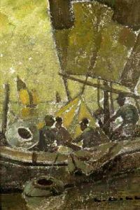 Venezianische Fischer In Der Lagune by Ludwig Dill