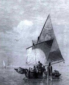 Langustenfischer In Der Lagune Vor Venedig by Ludwig Dill