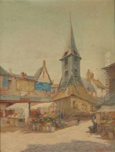 Honfleur Le Marche by Adolf Alexander Dillens