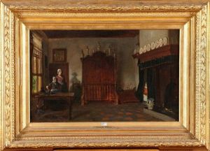 Interieur Hollandais Anime by Adolf Alexander Dillens