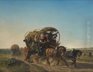 Le Chariot Attele Sur Fond De Paysage Le Chariot Attele Sur Fond De Paysage