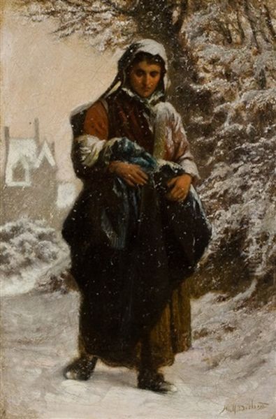 Junge Mutter Im Schnee - view 1