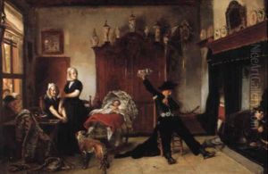 Scene De Famille Dans Un Interieur En Zelande by Adolf Alexander Dillens