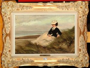 Elegante Allongee Dans Les Dunes by Albert (Albrecht) Dillens