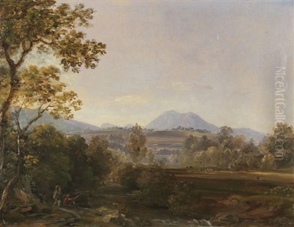 Suddeutsche Landschaft Mit Wanderern - view 1