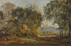 Landschaft Mit Kirche Oder Tempel by Georg Maximilian Johann Von Dillis