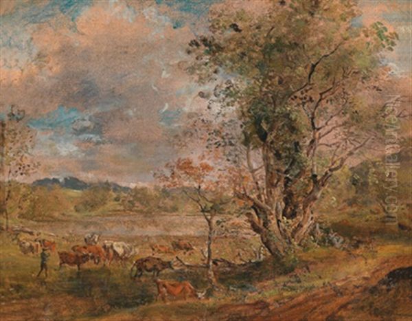 Kuhe Und Hirte Auf Der Weide - view 1