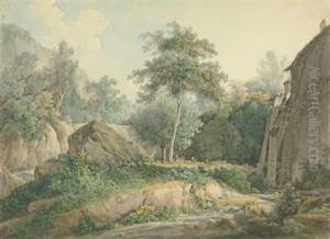 Die Weise Muhle Bei Lausanne In Wilder Landschaft by Georg Maximilian Johann Von Dillis