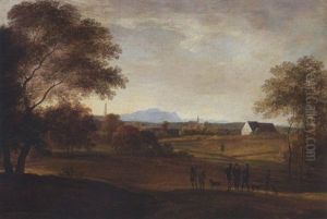 Jagdgesellschaft Vor Oberbayerischer Landschaft (bei Dietramszell?)