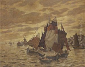 Hollandische Kustenlandschaft Mit Segelbooten by Johanna Dill-Malburg