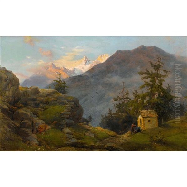 Gebirgslandschaft In Der Abenddammerung - view 1