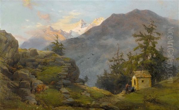 Gebirgslandschaft In Der Abenddammerung - view 1