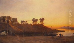 Figures On The Banks Of The Nile by Frank Dillon