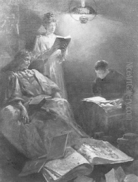 Evening Reading In The Library - view 1