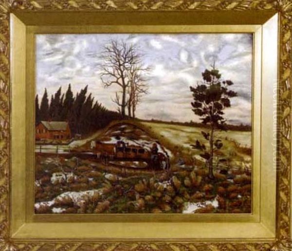 Landscape With Farm And Figure By A Wagon - view 1