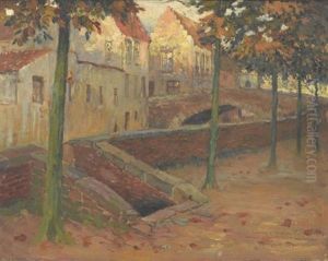 Kanalpartie In Brugge by Georges Hippolyte Dilly
