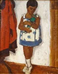 Little Girl With Doll by Stefan Dimitrescu
