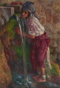 Fillette Bouvant A La Source by Alphonse Etienne Dinet