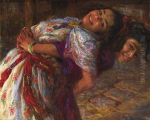 Fillettes Jouant by Alphonse Etienne Dinet