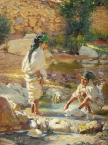 Deux Jeune Filles A L'oued De Bou Saada by Alphonse Etienne Dinet