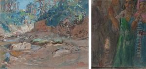 Paysage Et Danseuse (recto-verso) by Alphonse Etienne Dinet