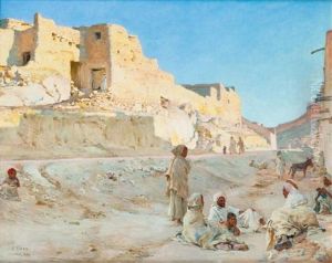 Repos Dans Une Rue De Bou Saada by Alphonse Etienne Dinet