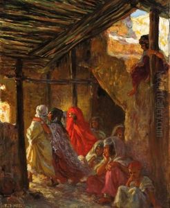 Femmes Et Enfants Dans La Casbah by Alphonse Etienne Dinet