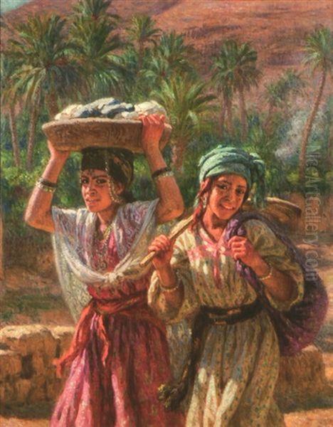 Jeune Laveuses Revenant De L'oued, Bou-saada - view 1