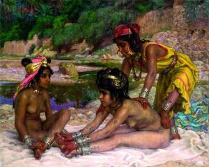 Baigneuses Dans L'oued, Le Massage by Alphonse Etienne Dinet